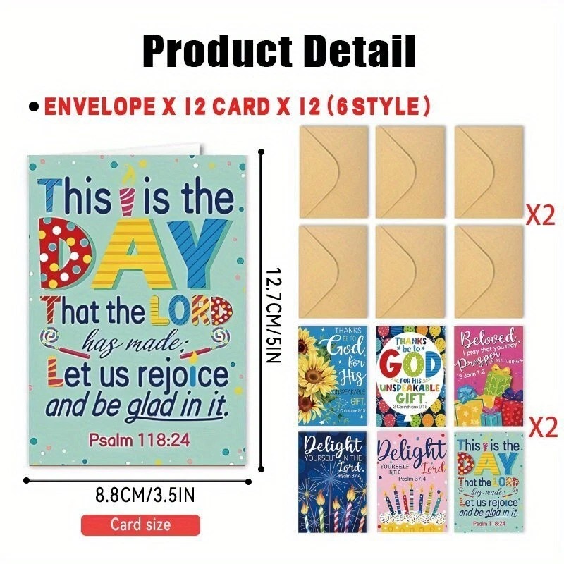 12 Pack Bible Verse Cards With Envelopes