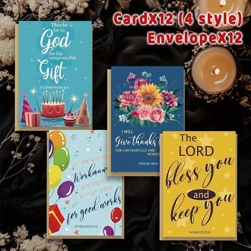 12 Pack Bible Verse Cards With Envelopes