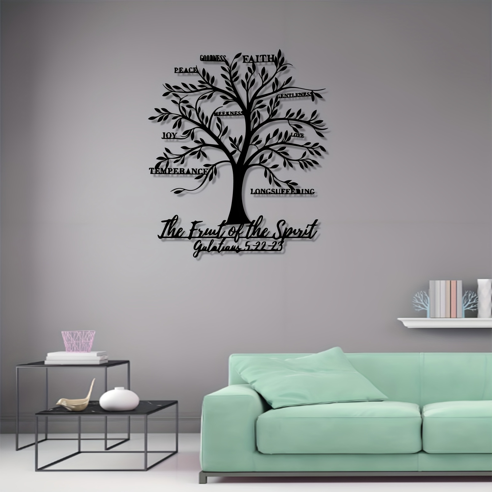 Bible Verse Black Metal Cross Wall Hanging Sign