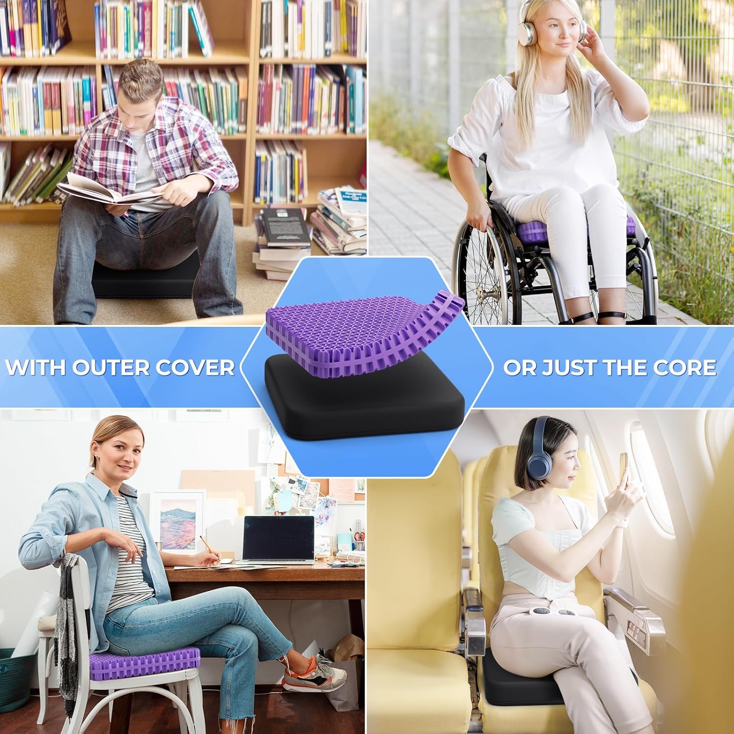 TushGuard Gel Seat Cushion for Long Sitting, 