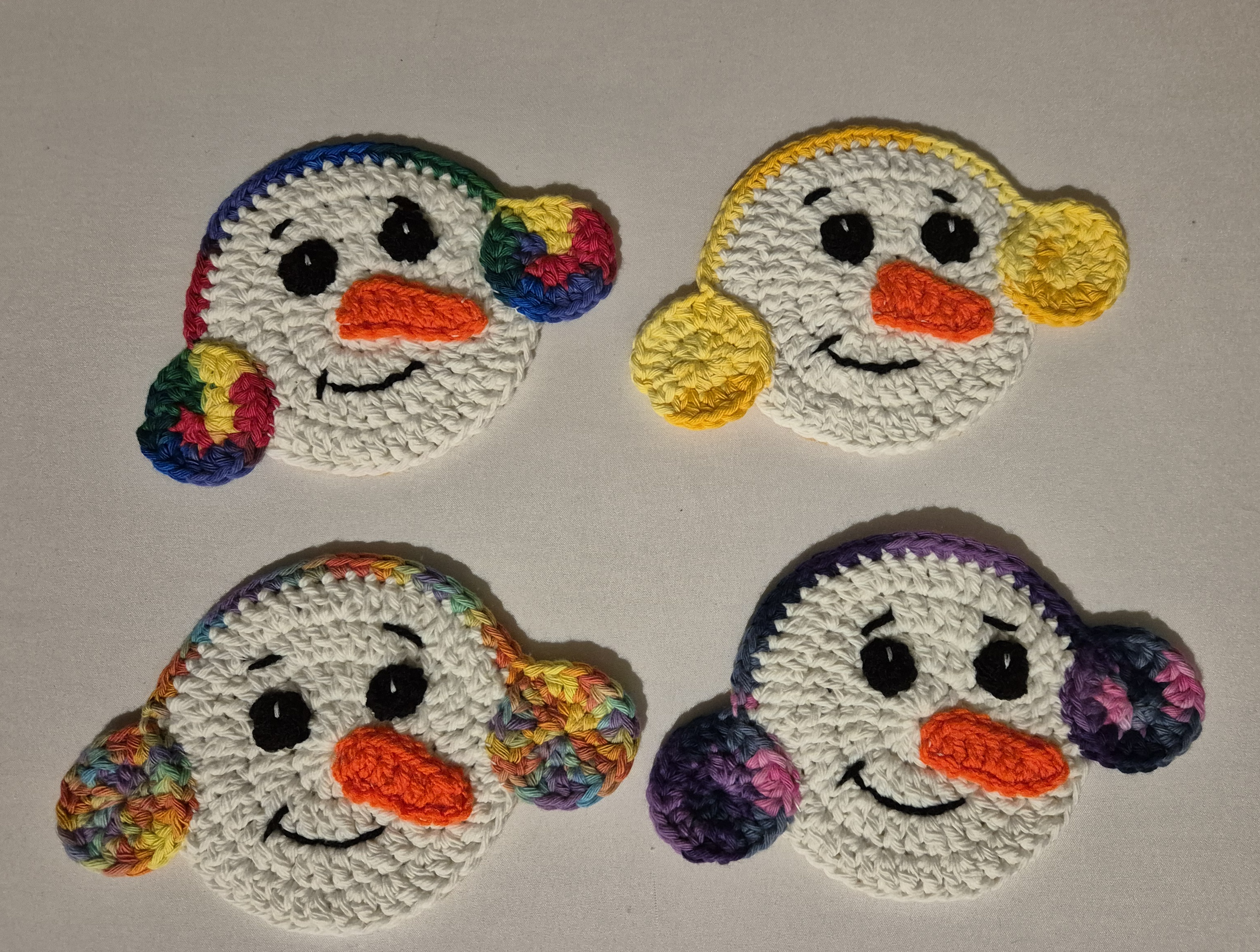 Crocheted Snowman Coasters set