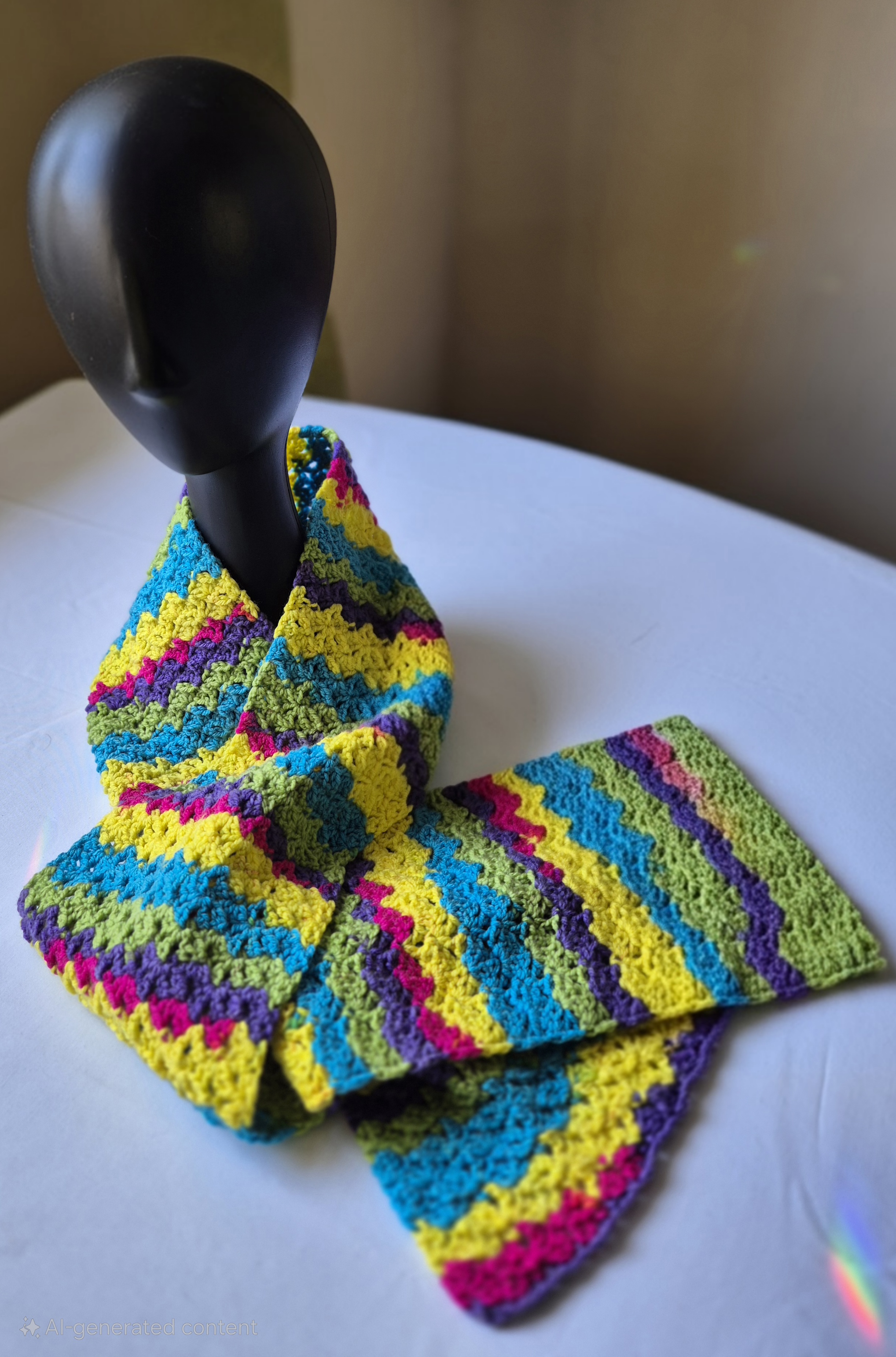 Handmade Multicolour Crochet Scarf