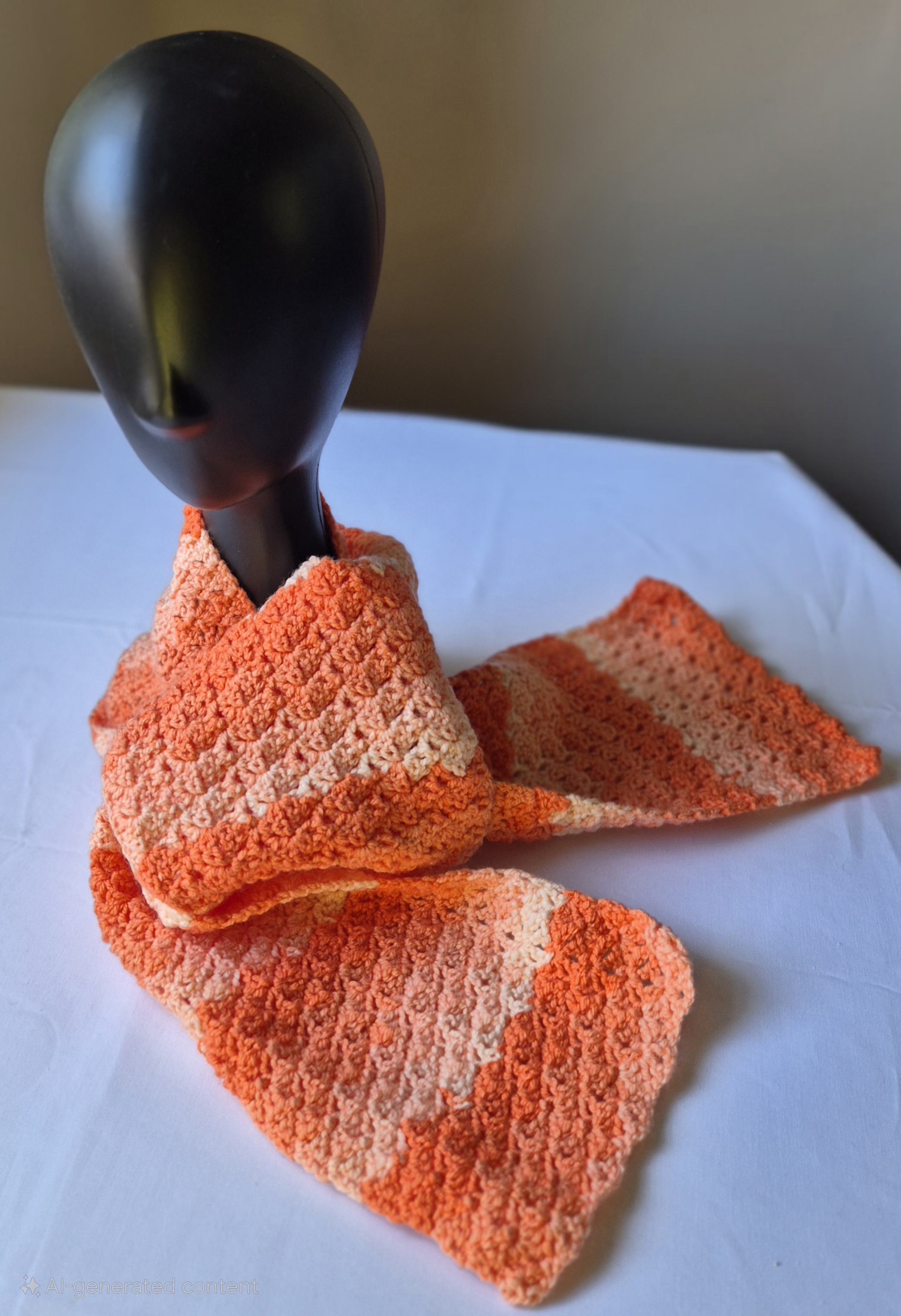 Handmade Orange Crochet Scarf