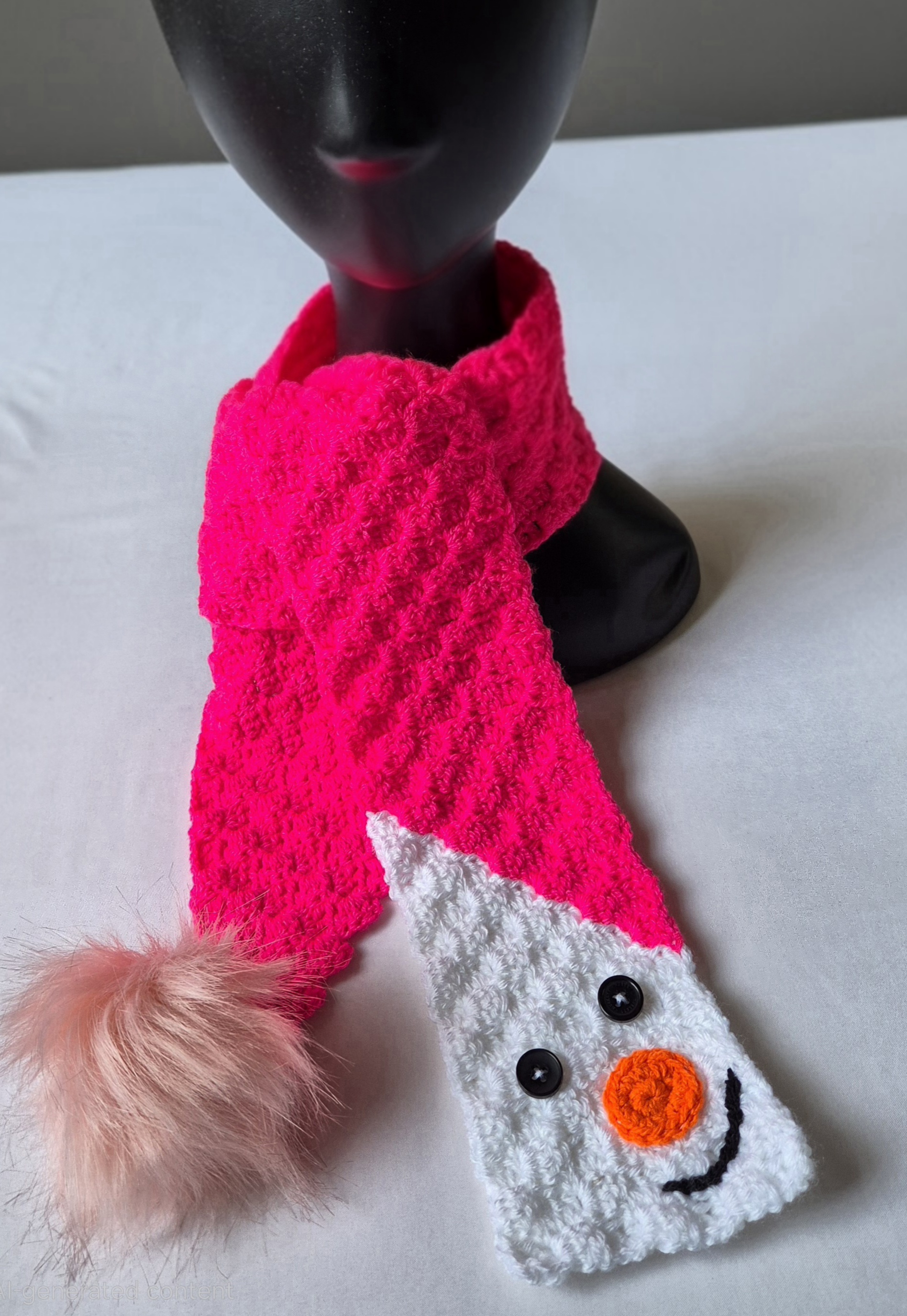 Crocheted Snowman Scarf {4-8 yrs)