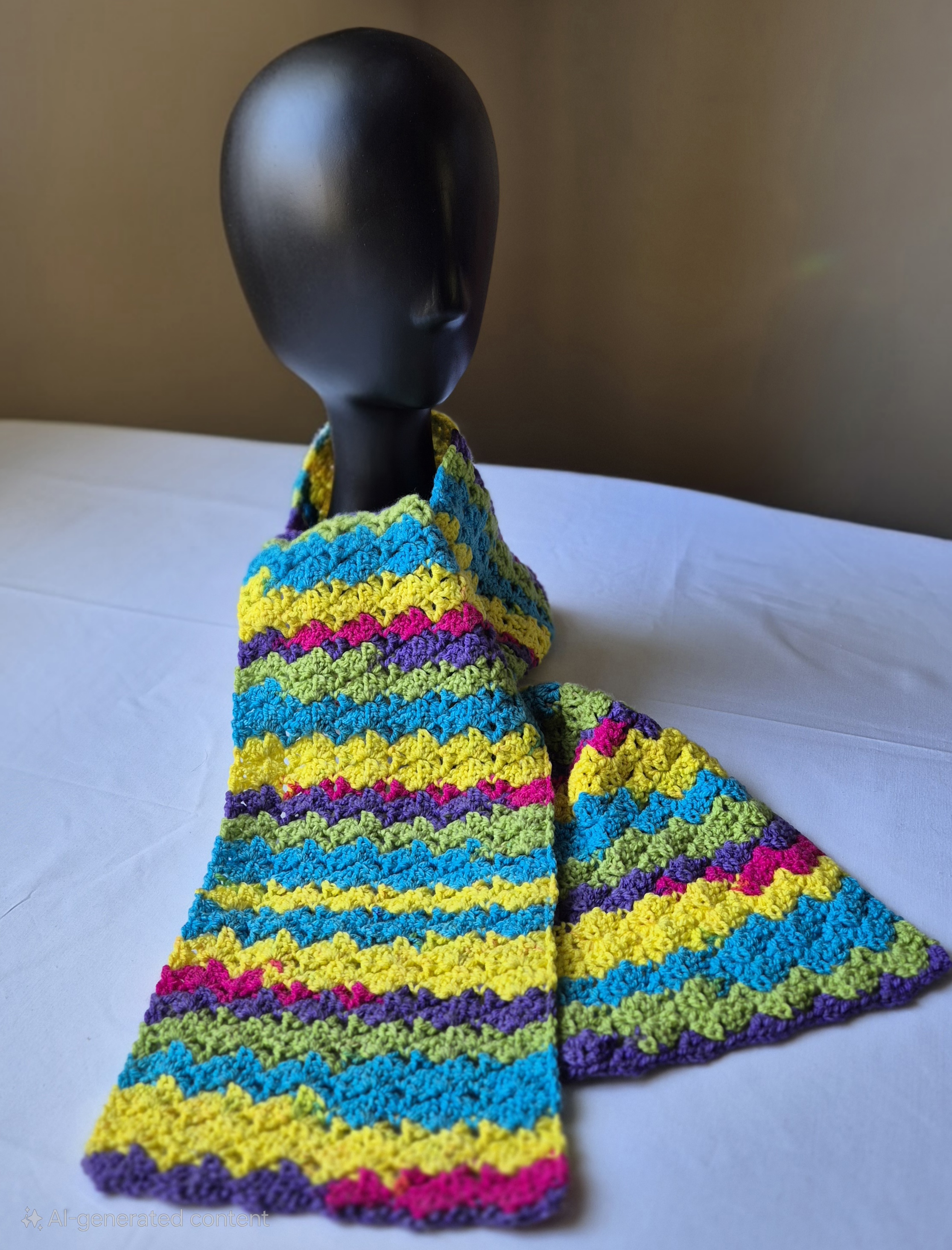 Handmade Multicolour Crochet Scarf