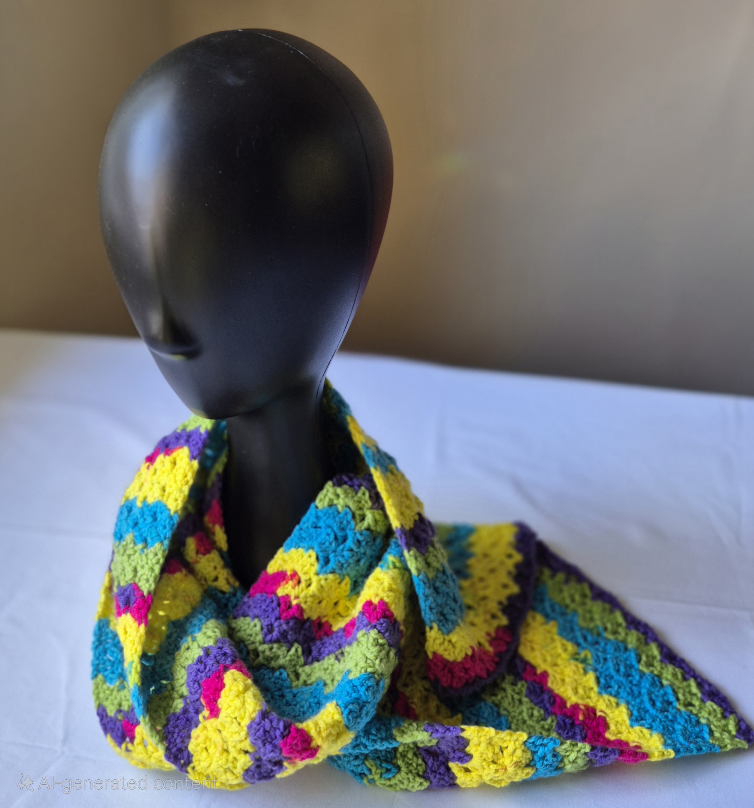 Handmade Multicolour Crochet Scarf