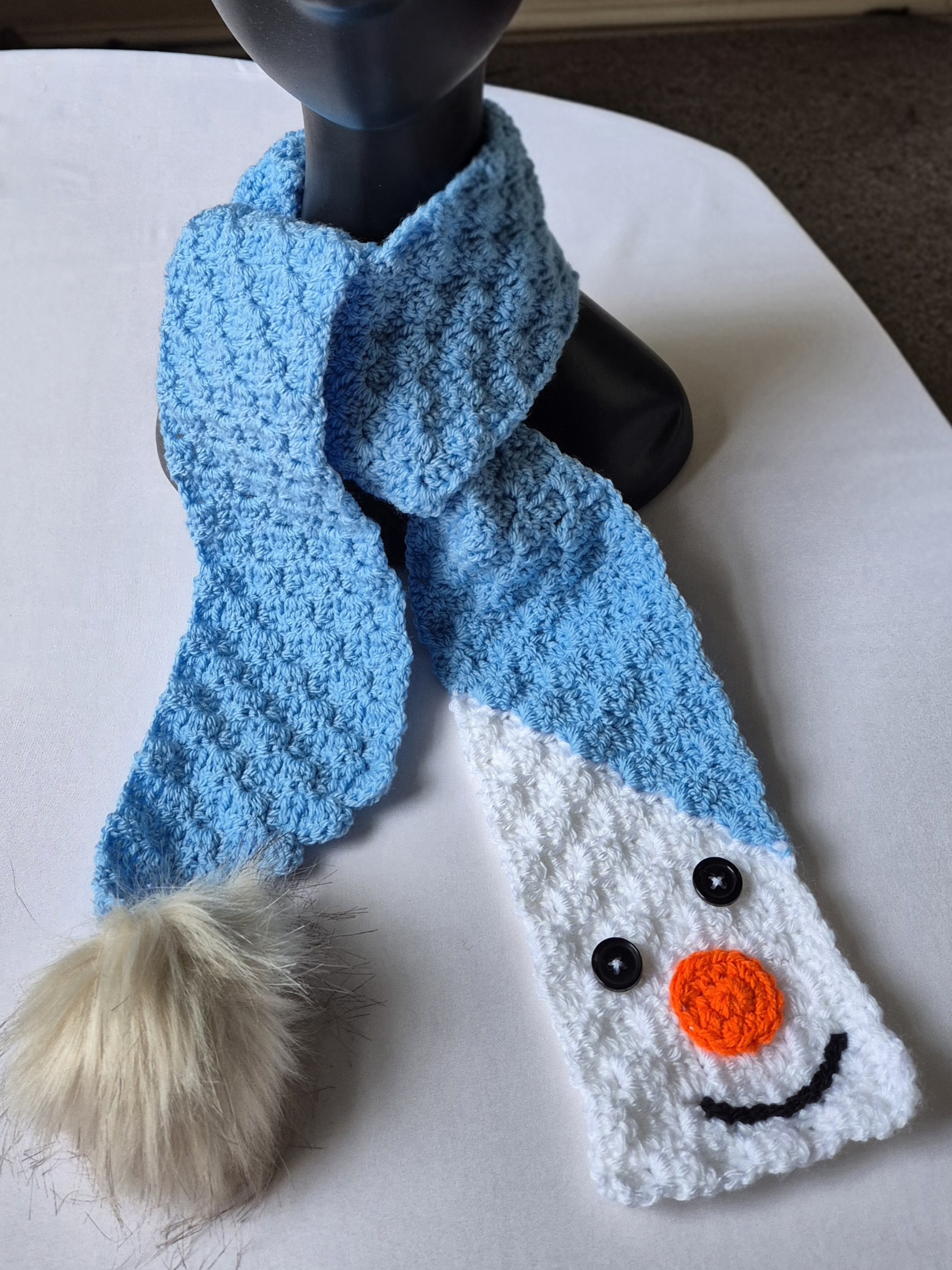 Crocheted Snowman Scarf {4-8 yrs)