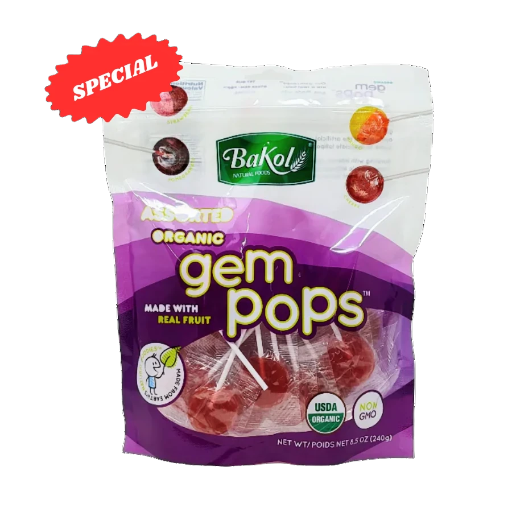 Gem Pops - Assorted Organic Lollipops, Variety Pack, 8.5 Oz