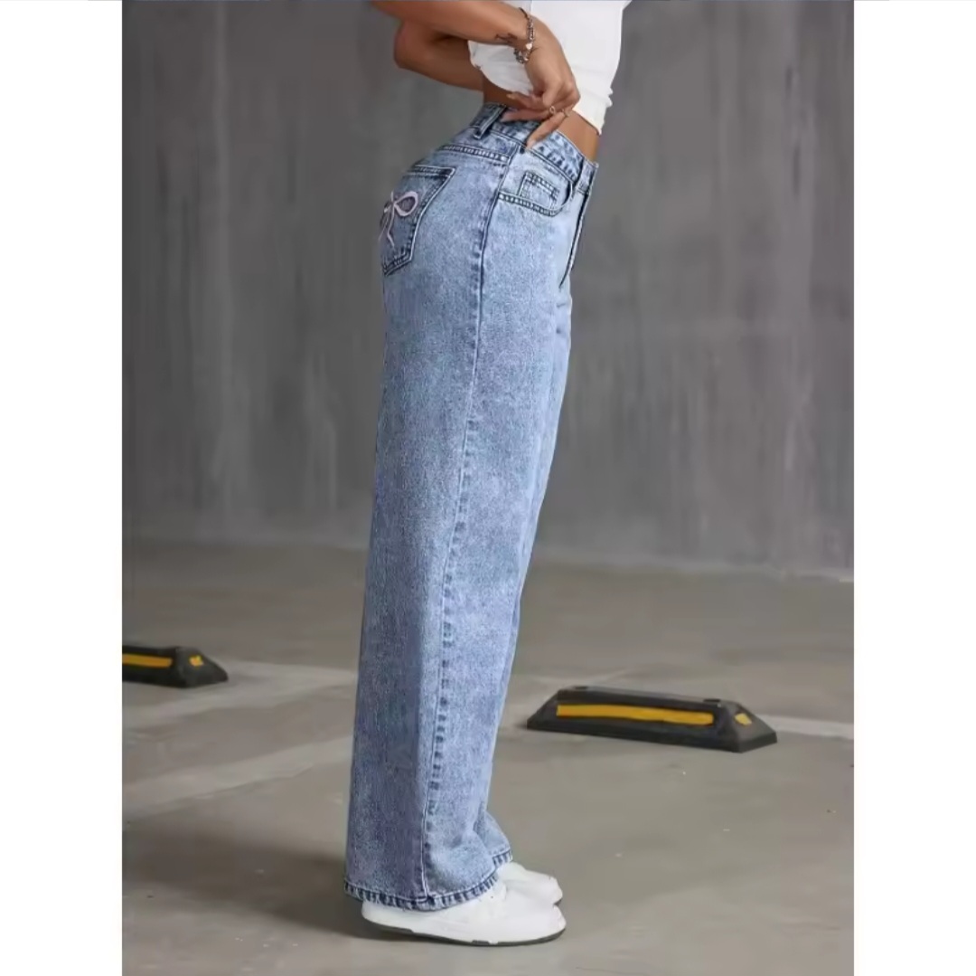 “High-Waist Straight Leg Jeans”