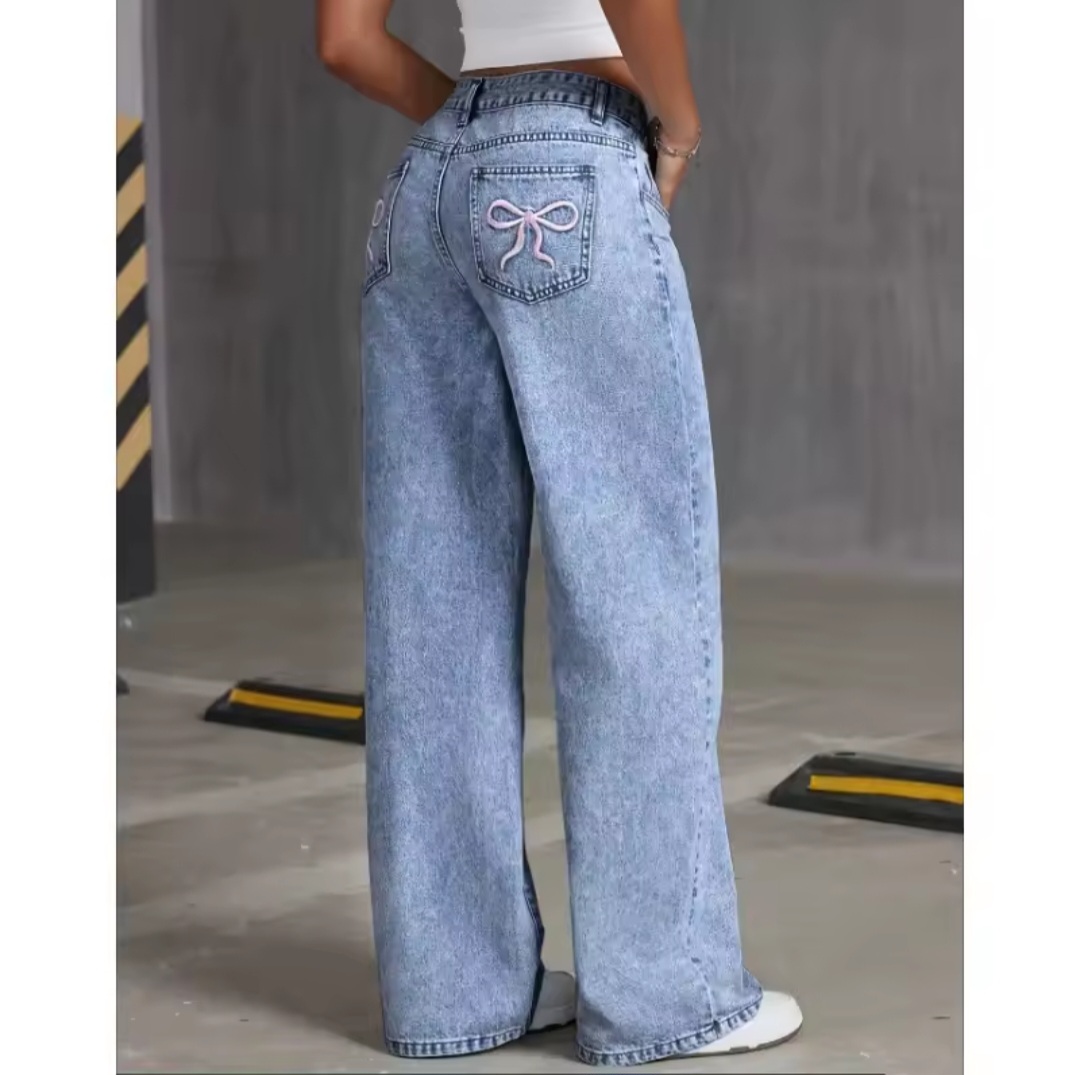 “High-Waist Straight Leg Jeans”