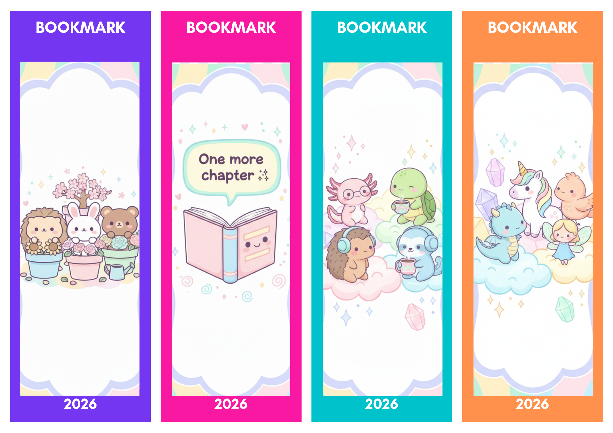 Cute Animal Printable Bookmark Collection 2026