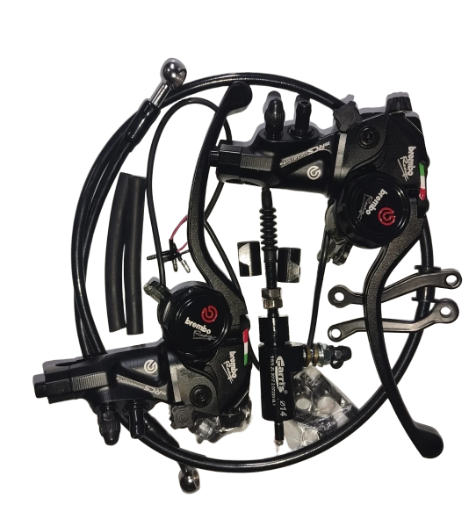 Kit de frenos de moto hidráulicos dorados azul y negro