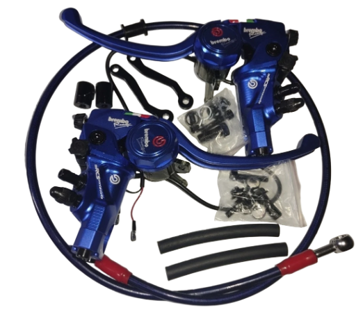 Kit de frenos de moto hidráulicos dorados azul y negro