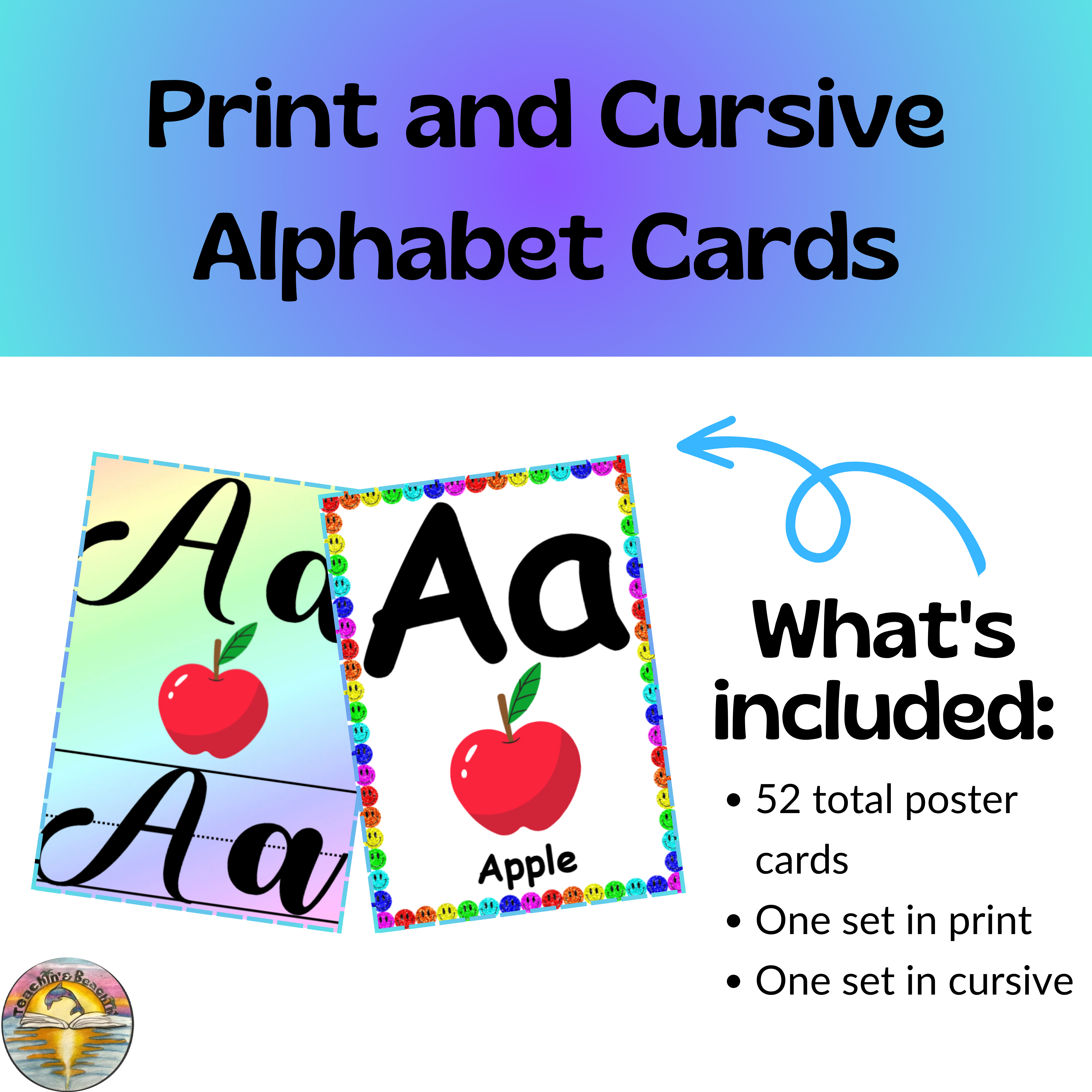 Printable Cursive and Print Alphabet Poster Cards