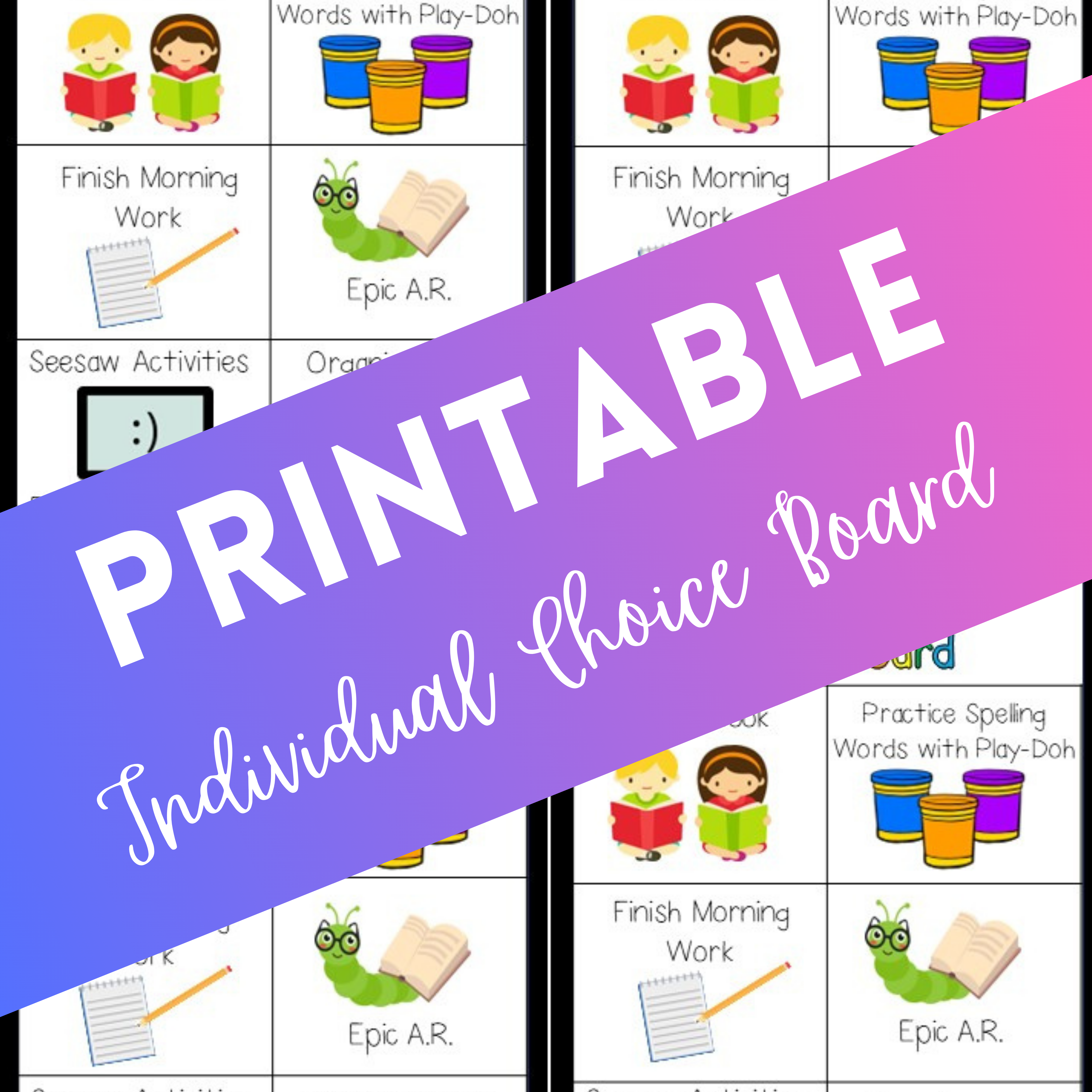 Printable Early Finisher "I'm Done" Choice Boards