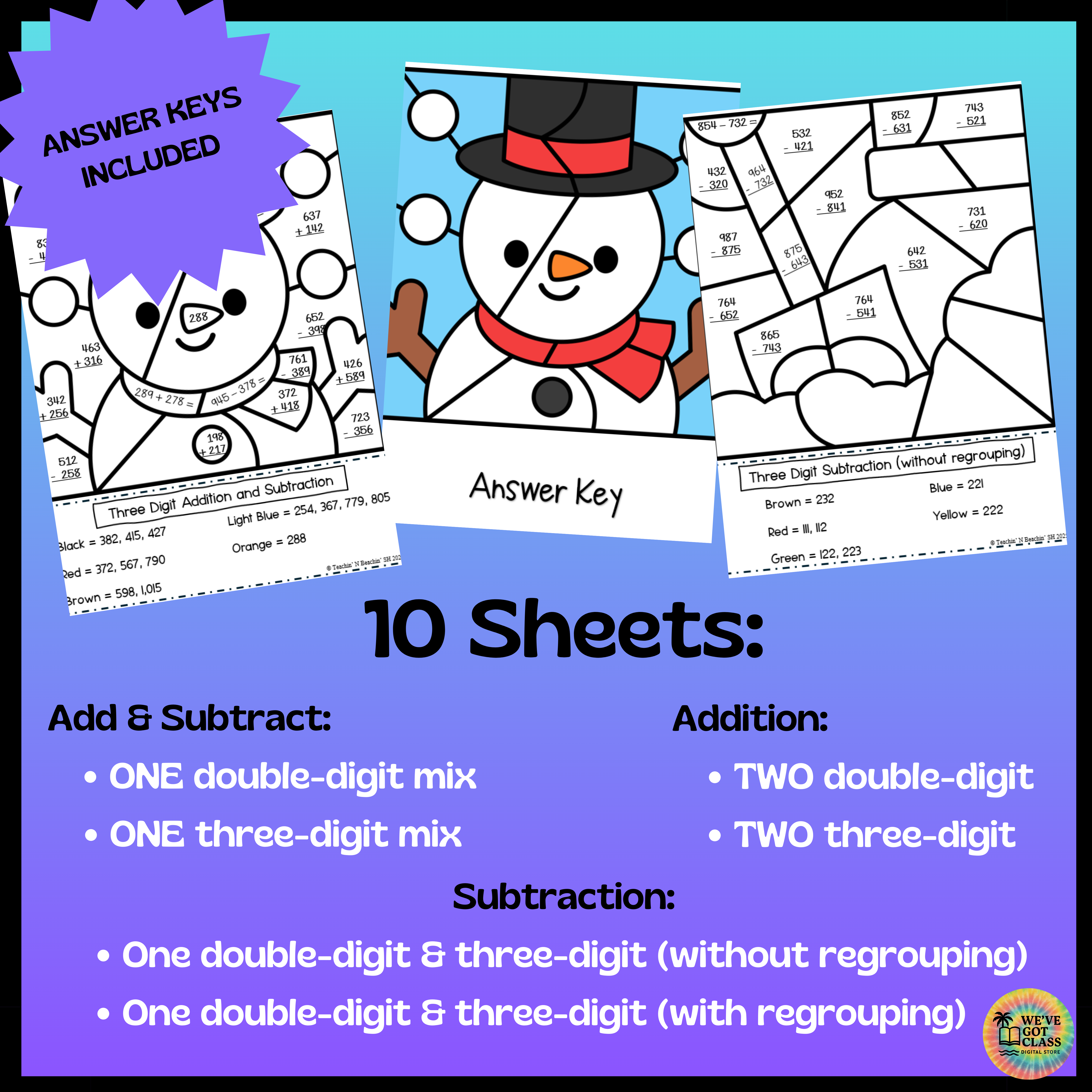 Winter Addition and Subtraction (Double and Three-Digit)