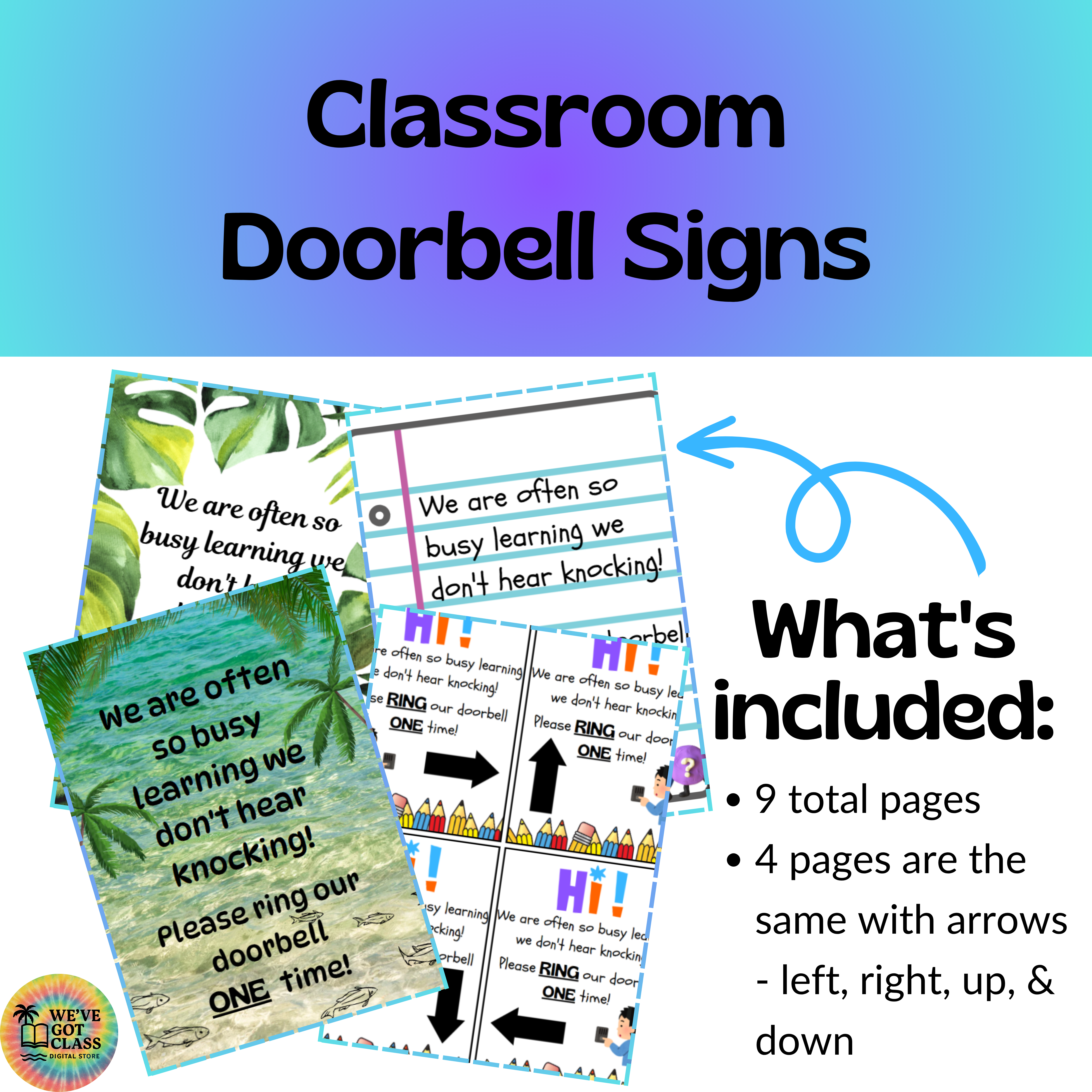 Classroom Doorbell Signs