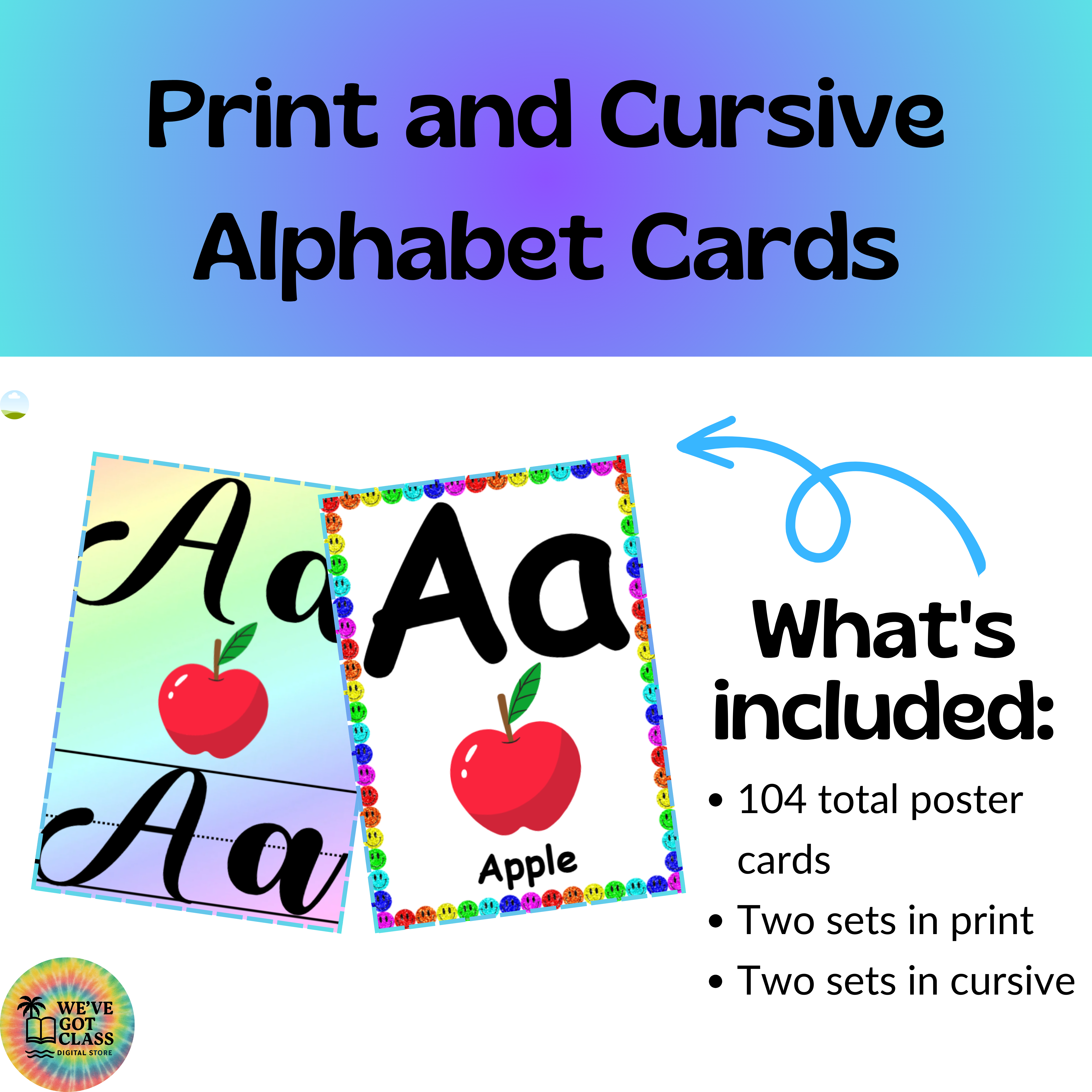 Printable Cursive and Print Alphabet Poster Cards