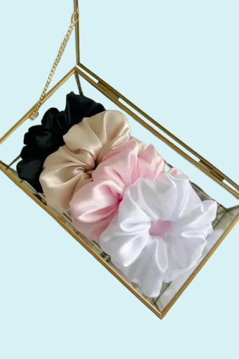 Satin Hair Scrunchies Set