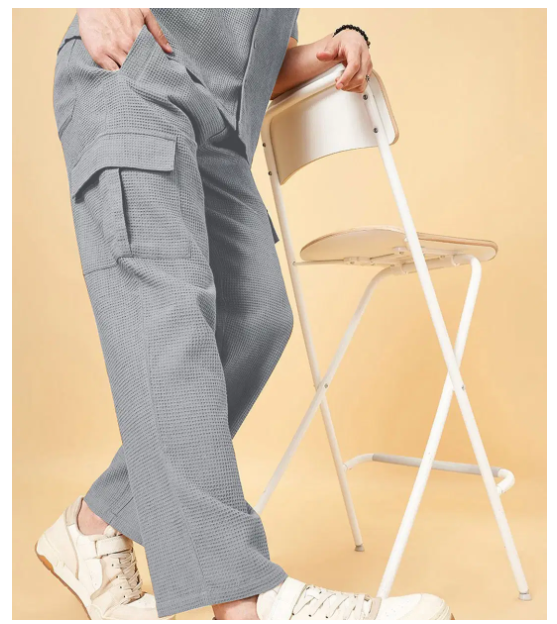  INDICLUB Loose Flat Men's Cargos - Grey ( Pack of 1 )