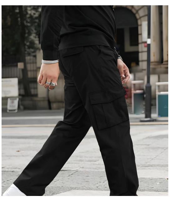 Reoutlook Regular Flat Men's Cargos - Black ( Pack of 1 )