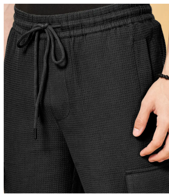 INDICLUB Loose Flat Men's Cargos - Black ( Pack of 1 )