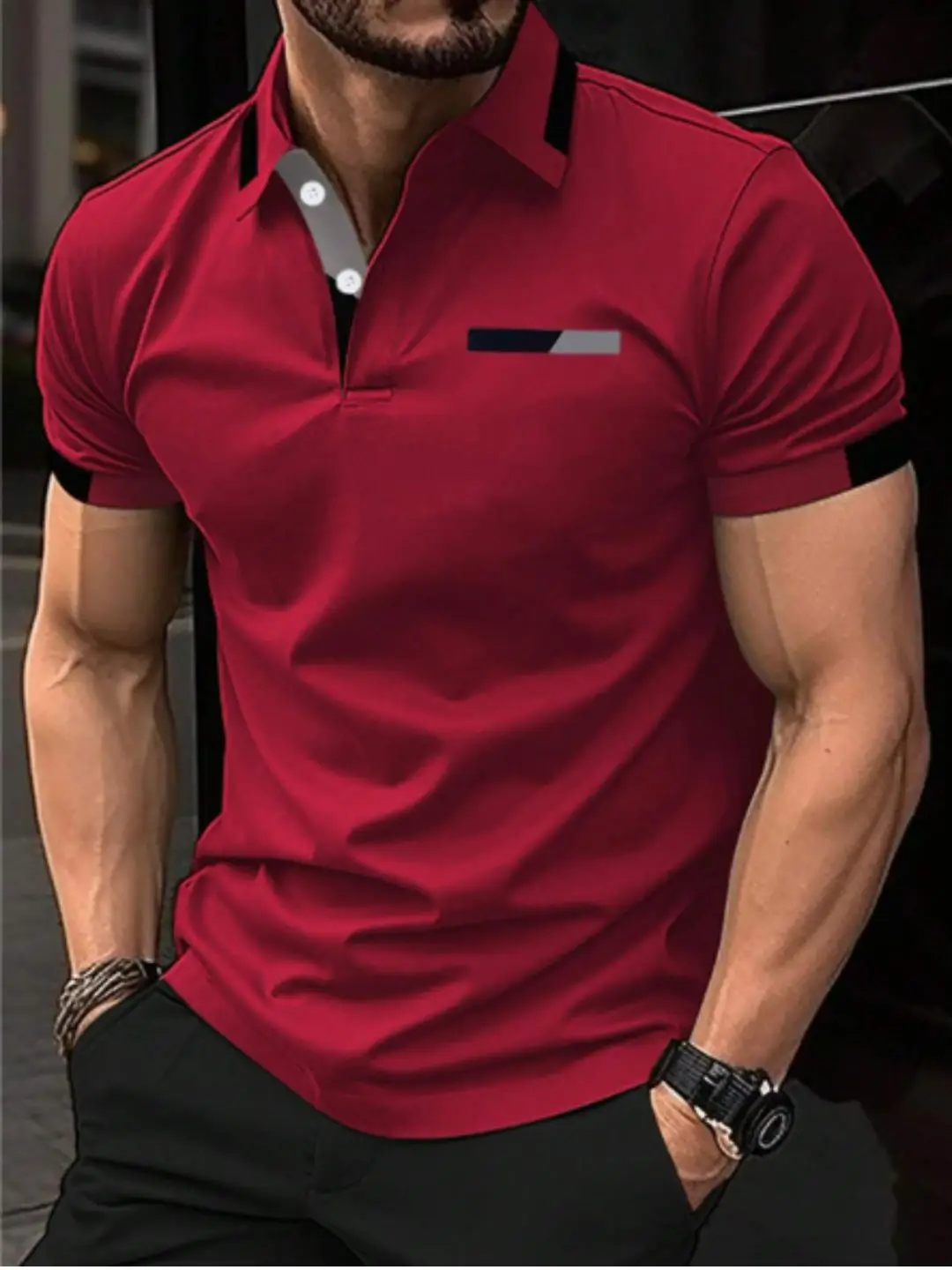 MD By Mathra Dass Men Cotton Blend Regular Fit Solid Polo T Shirt ( Maroon )