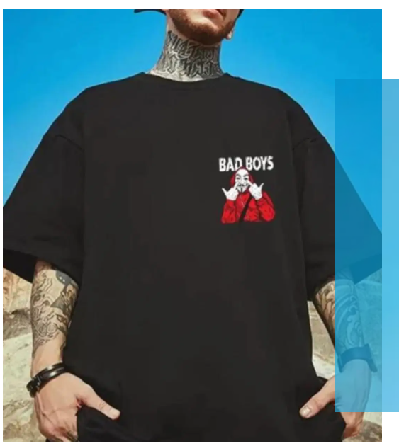  Deslizar Cotton Blend Oversized Fit Printed Half Sleeves Men's Round T-Shirt - Black ( Pack of 1 )