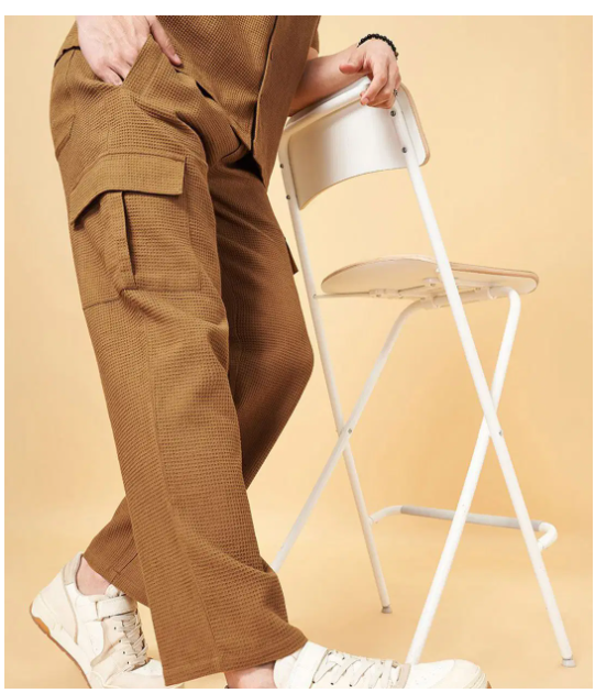INDICLUB Loose Flat Men's Cargos - Brown ( Pack of 1 )