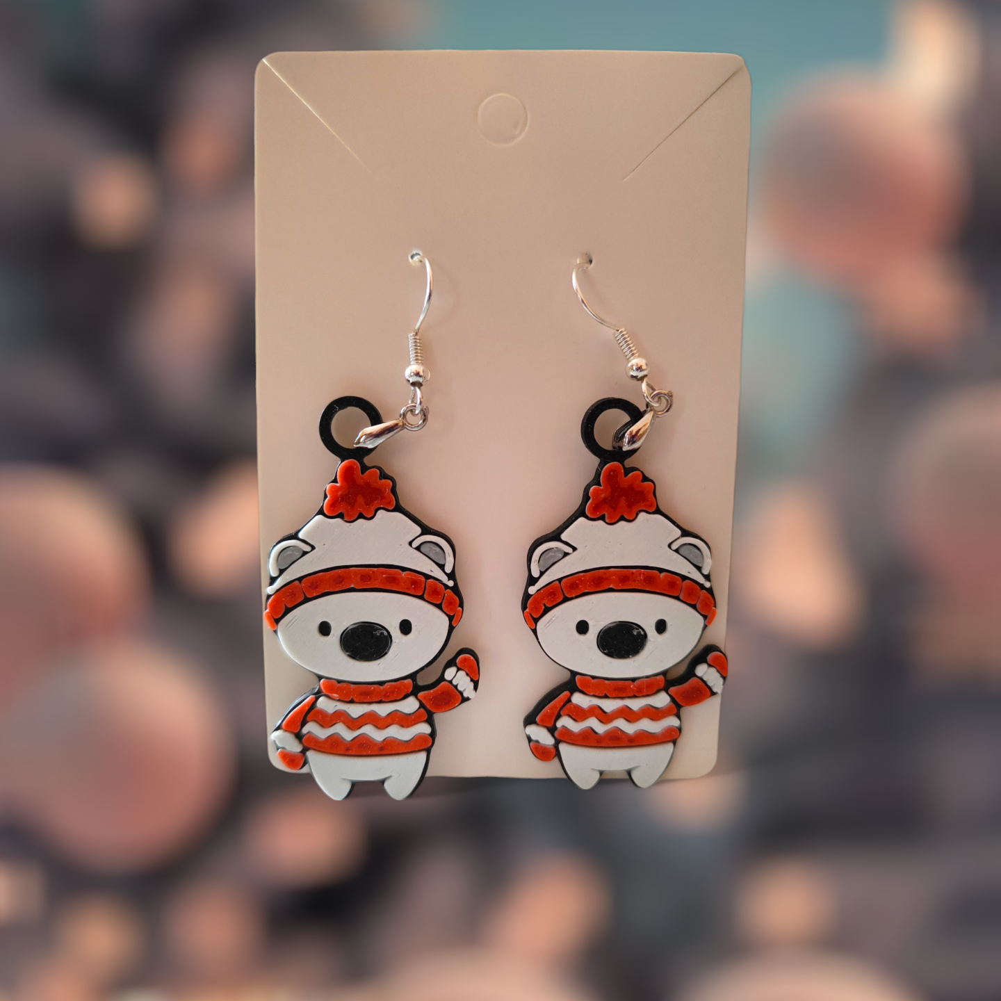 Boucles d'oreilles ourson hiver