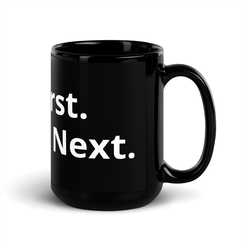 Black "God First. Therapy Next." Mug