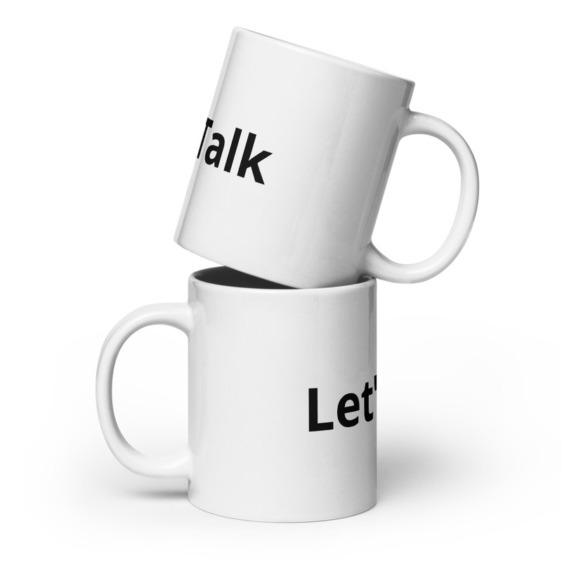 White " Let's Talk" Mug