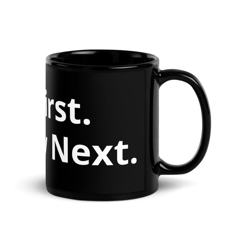 Black "God First. Therapy Next." Mug