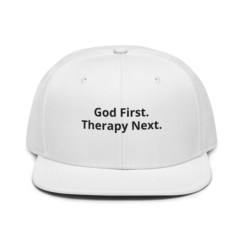 Snapback God First. Therapy Next. Hat
