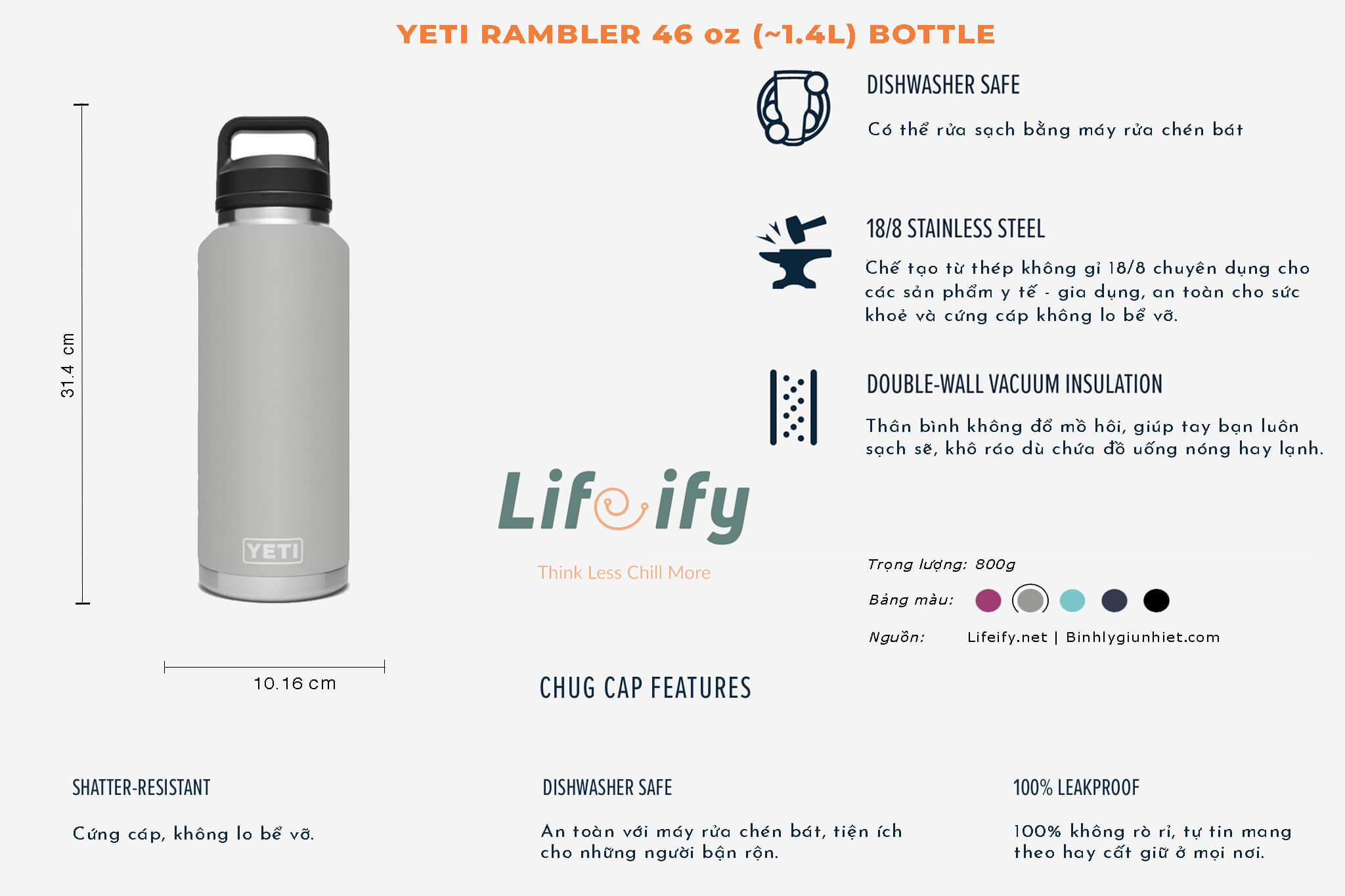 Bình Giữ Nhiệt YETI Bottle 46 oz ( 1.36 Lít )