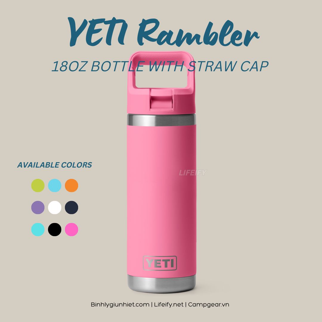 Bình Giữ Nhiệt YETI Rambler 18oz (532ml) Bottle Straw Cap