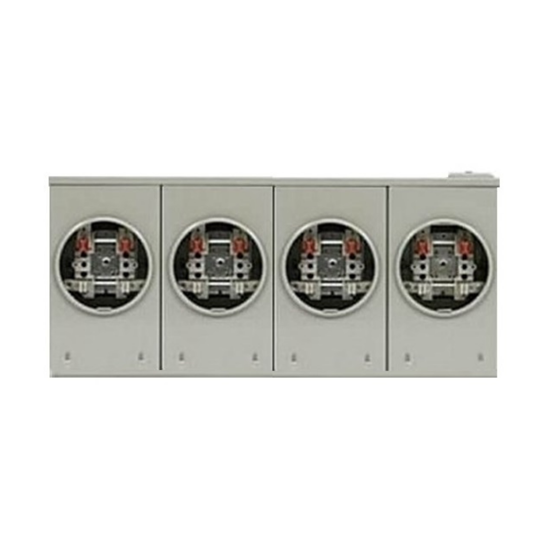 Hydel H44RH - Meter Sockets - 4 gang - 400 Amp main - 600V - 200 per position - 4 Meter Positions - Right Hand Entry - 4 Jaw meter socket