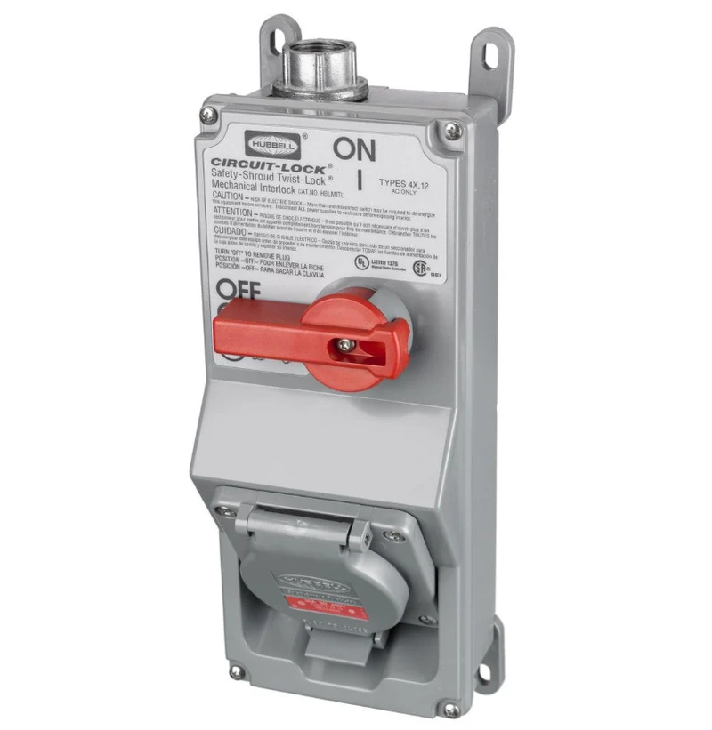 Hubbell HBLMITL Twist-Lock® Mechanical Interlocked Switched Enclosure, 30A
