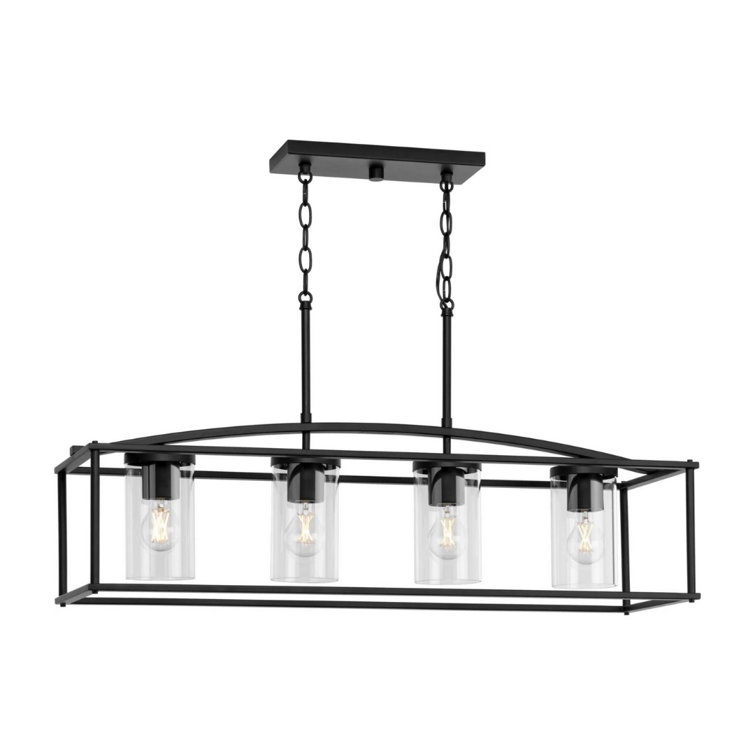 Swansea Four-Light Outdoor Island Chandelier in Matte Black