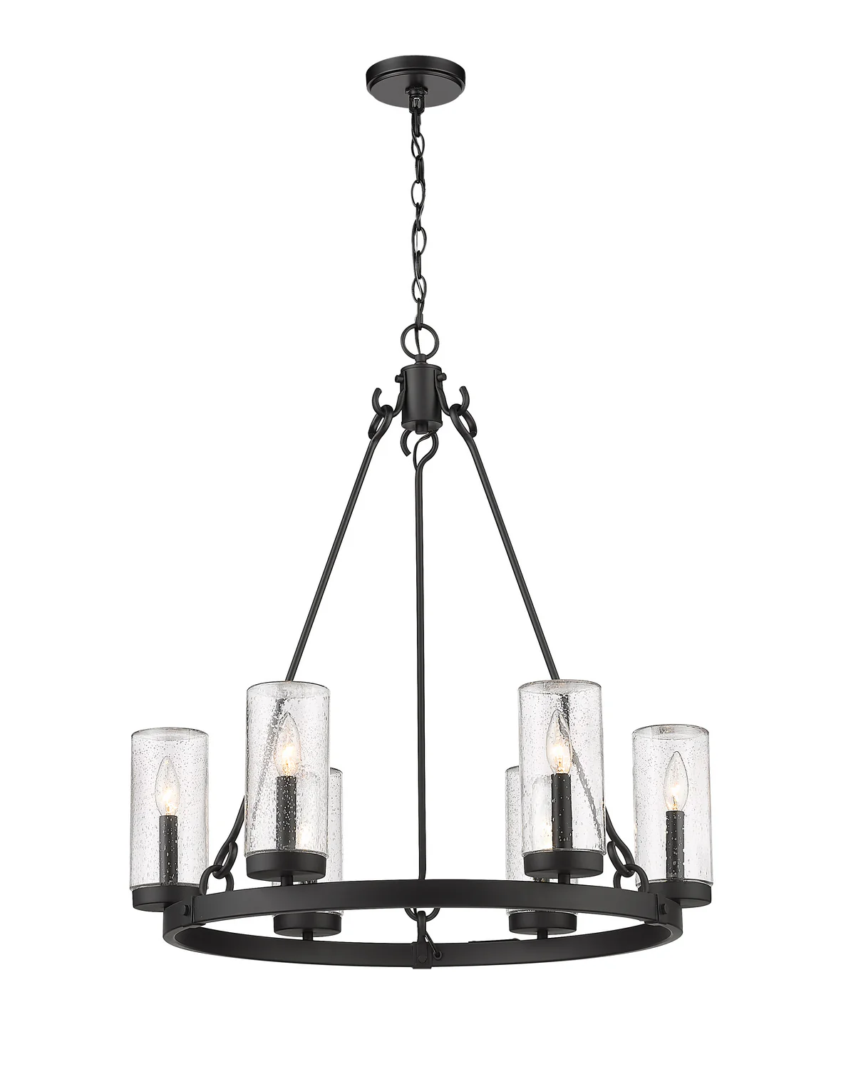 Marlow Six-Light Outdoor Chandelier in Matte Black