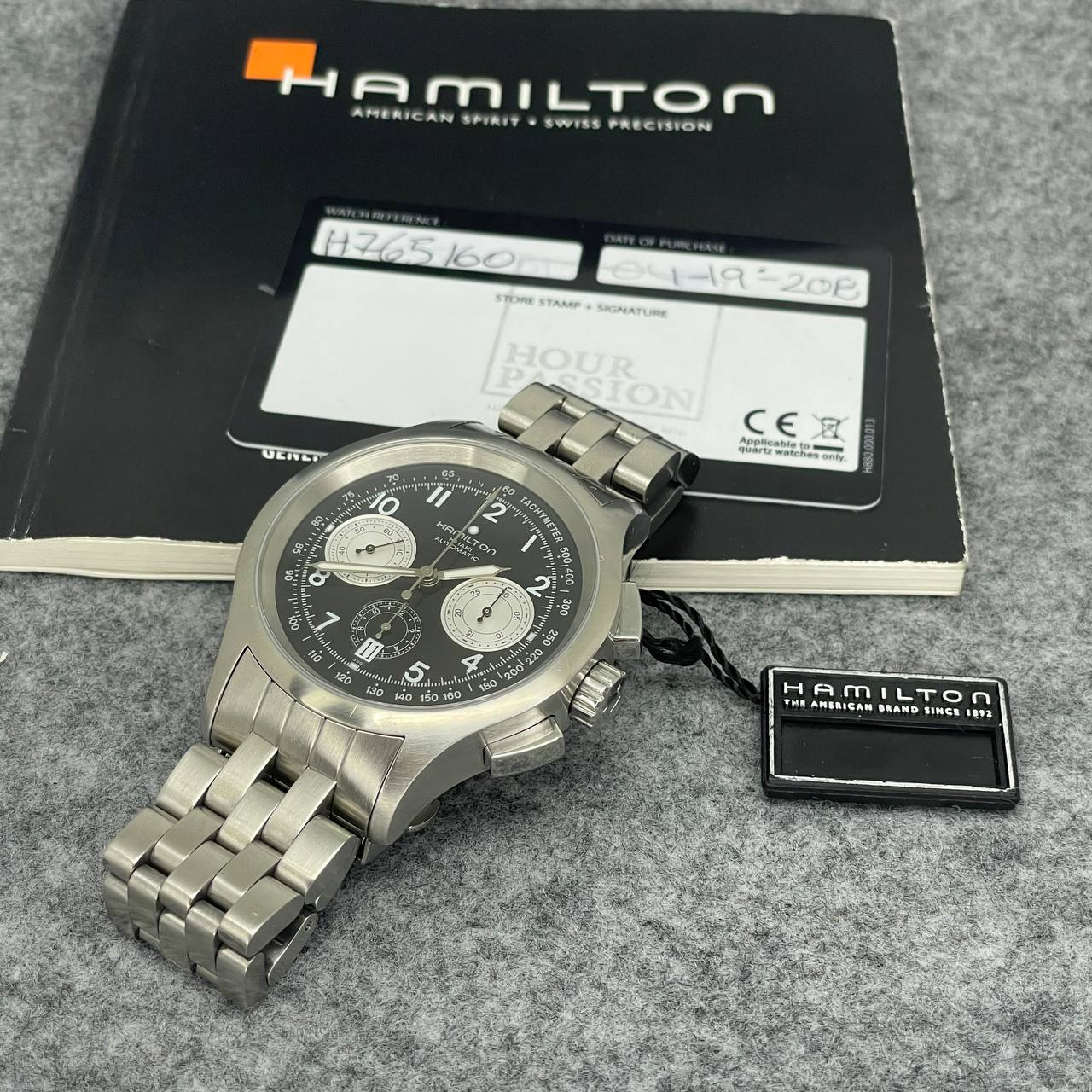HAMILTON KHAKI AUTOMATICO H765160 MANUAL TARJETA Y ETIQUETA 44MM 