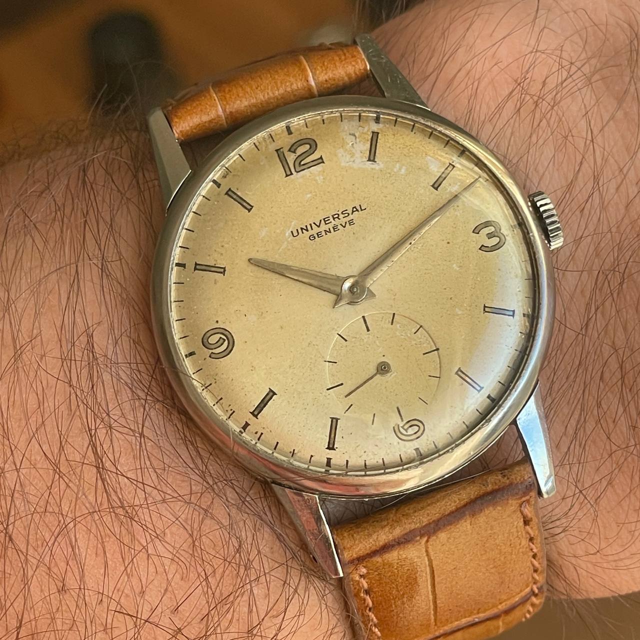 VINTAGE UNIVERSAL GENEVE CUERDA MANUAL CAL 262 34MM CUADRANTE ORIGINAL