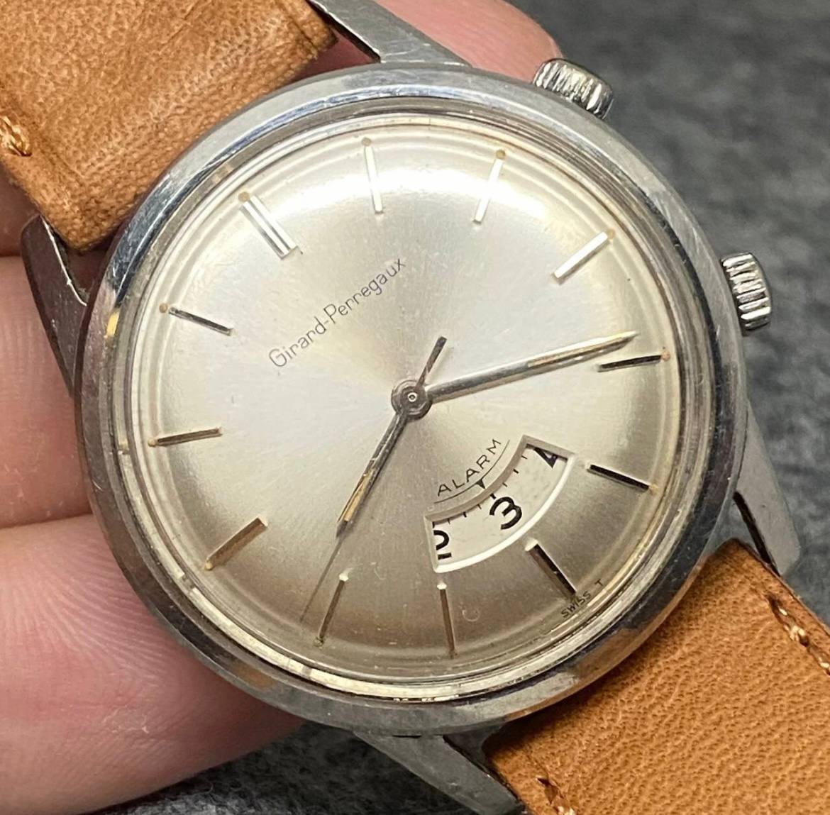 VINTAGE GIRARD PERREGAUX ALARMA CUERDA MANUAL CAL AS 1475 Ca 1960 35MM