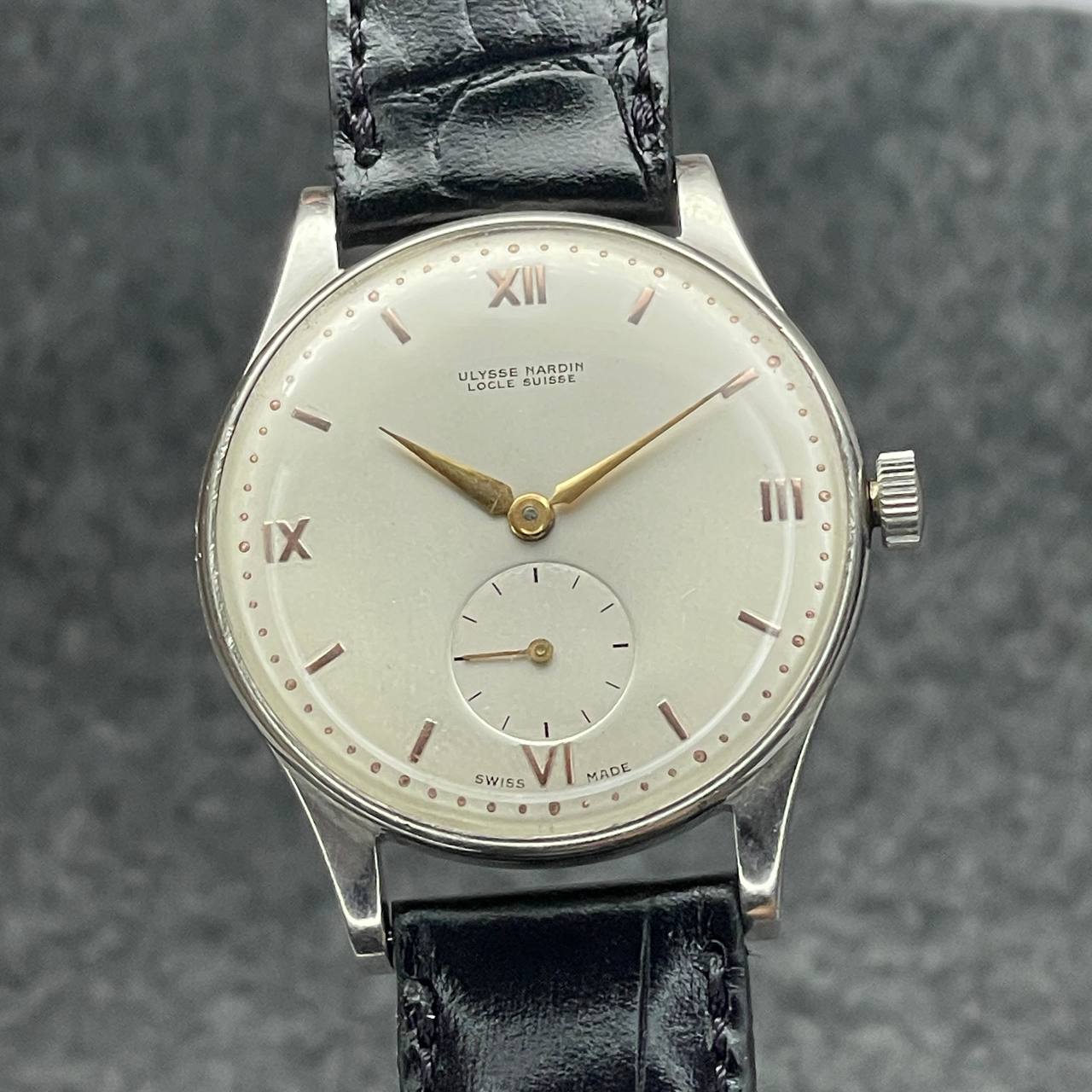 VINTAGE ULYSSE NARDIN ACERO INOXIDABLE CUERDA MANUAL 35MM Ca 1950