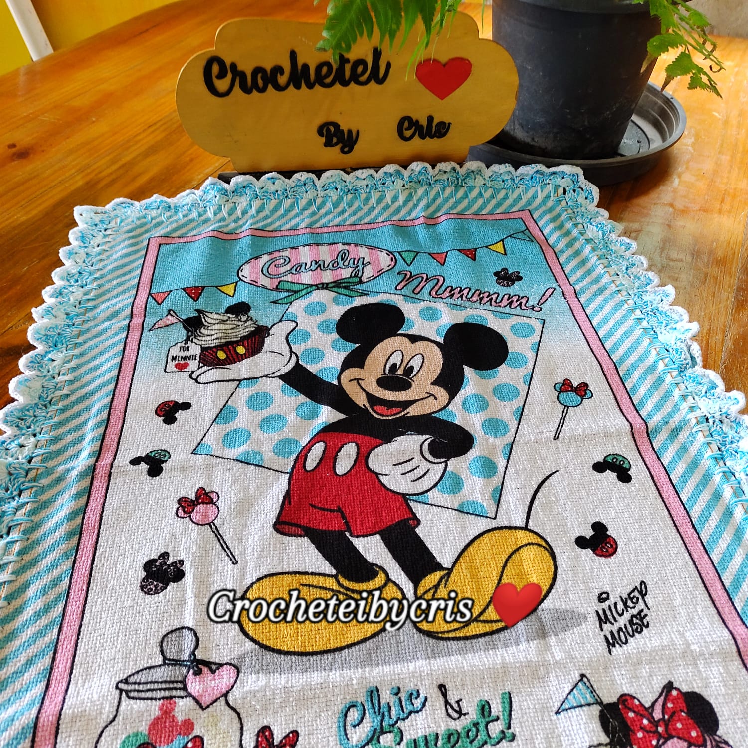 Panos de prato lateral toda em crochê