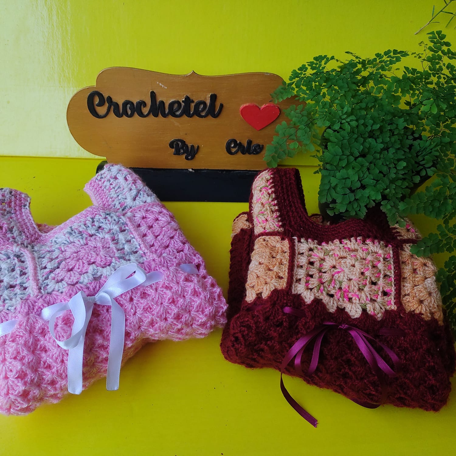 Vestido de crochê infantil rosa