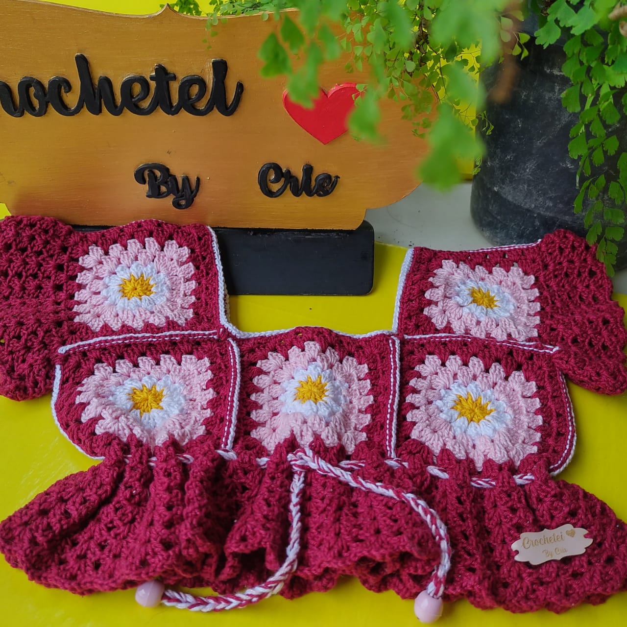 Conjunto infantil de crochê laranja