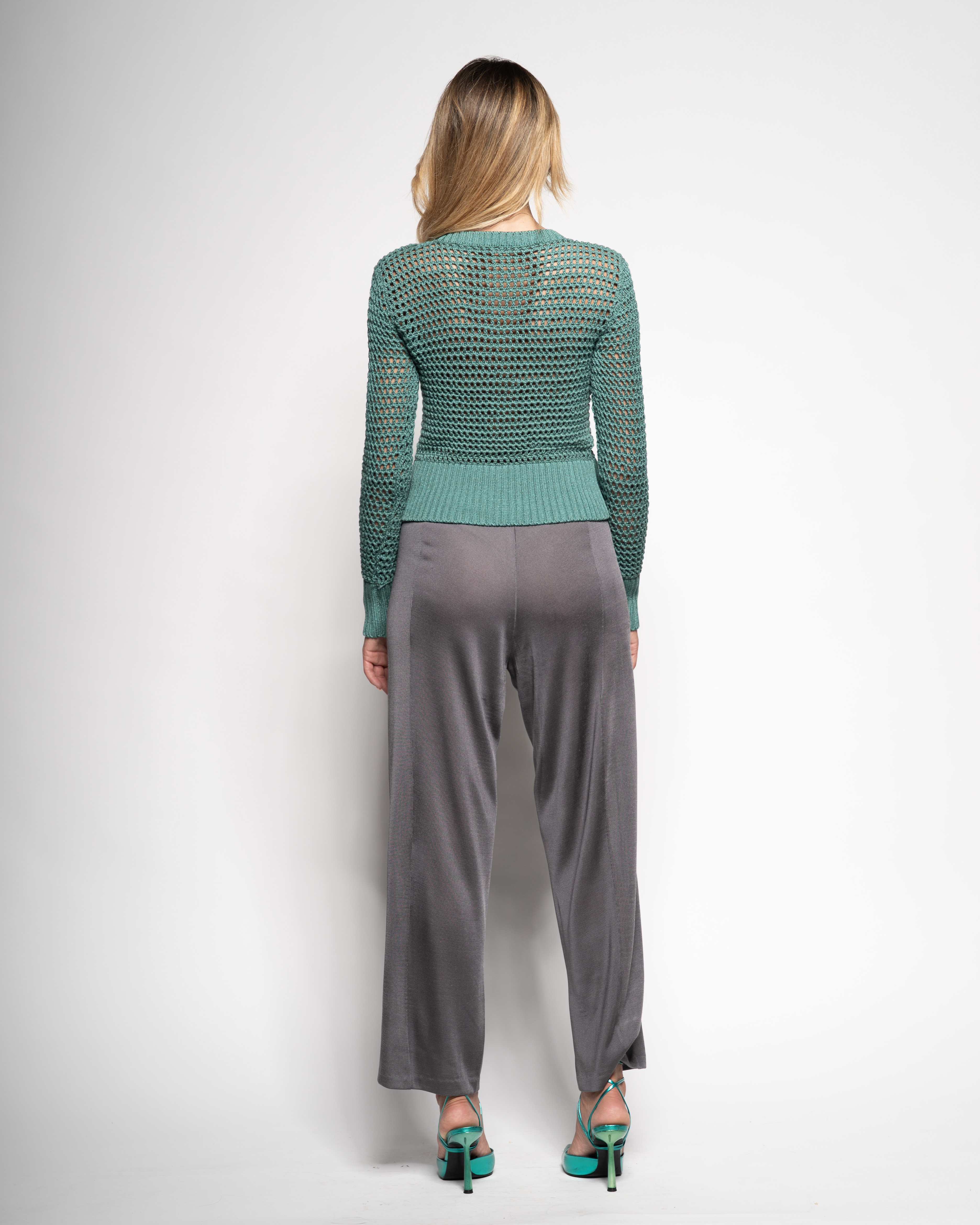 V-neck crochete sweater