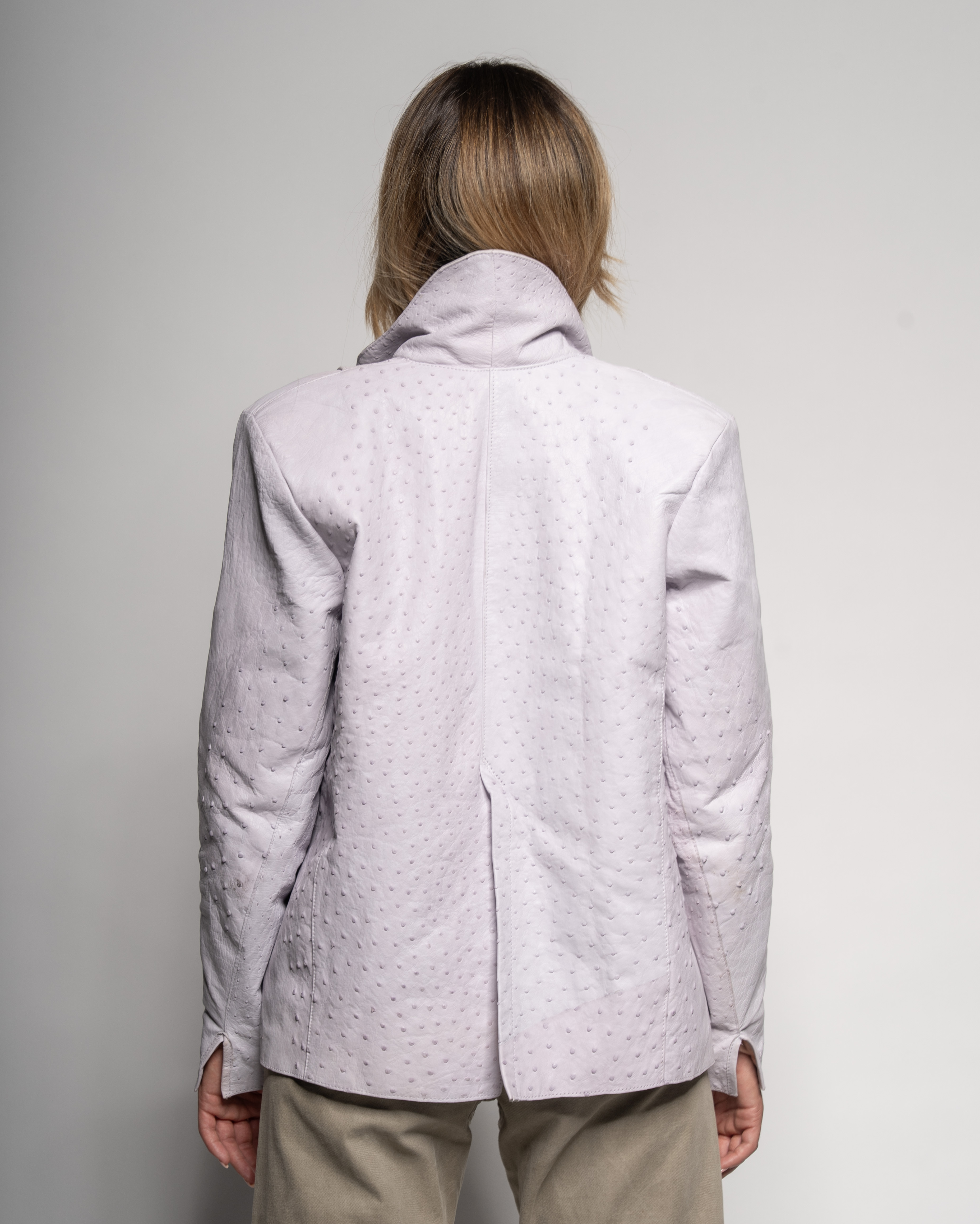 one button ostrich jacket