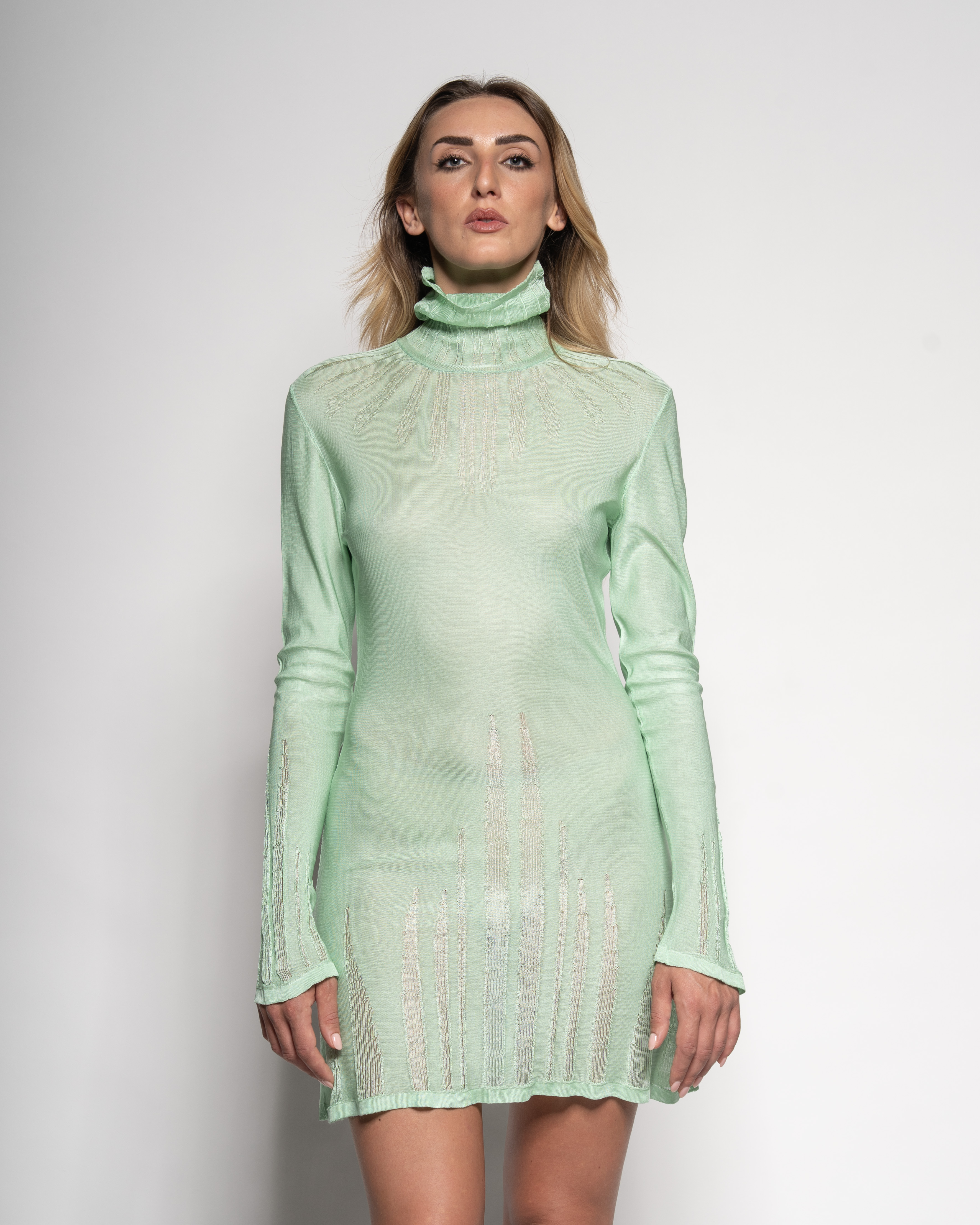 Short dress turtle neck long sleeves